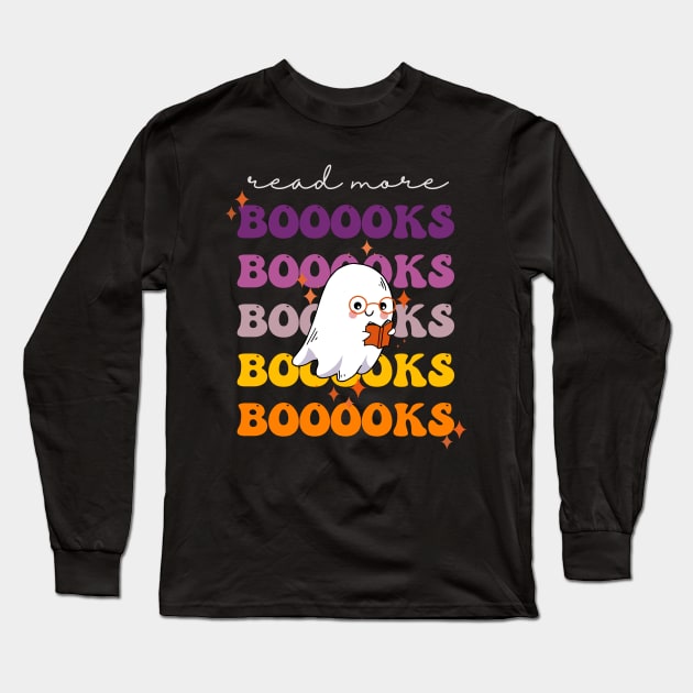 Books ghost groovy Retro Teacher Elementary School Teacher dream team gift for teacher or book lover on halloween Long Sleeve T-Shirt by PixelStorms